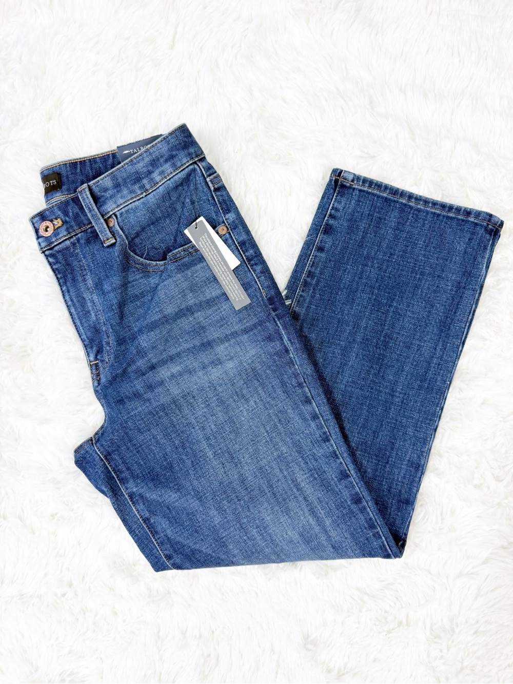 Talbots Straight Leg Crop Jeans Size 2 NWT High Rise Dark Wash